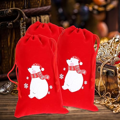 Miniatura 6 de Ipetboom 10 bolsas de regalo de Navidad con cordón de Papá Noel, bolsa de regalo de calcetines, bolsas de dulces de Navidad para envolver Navidad,