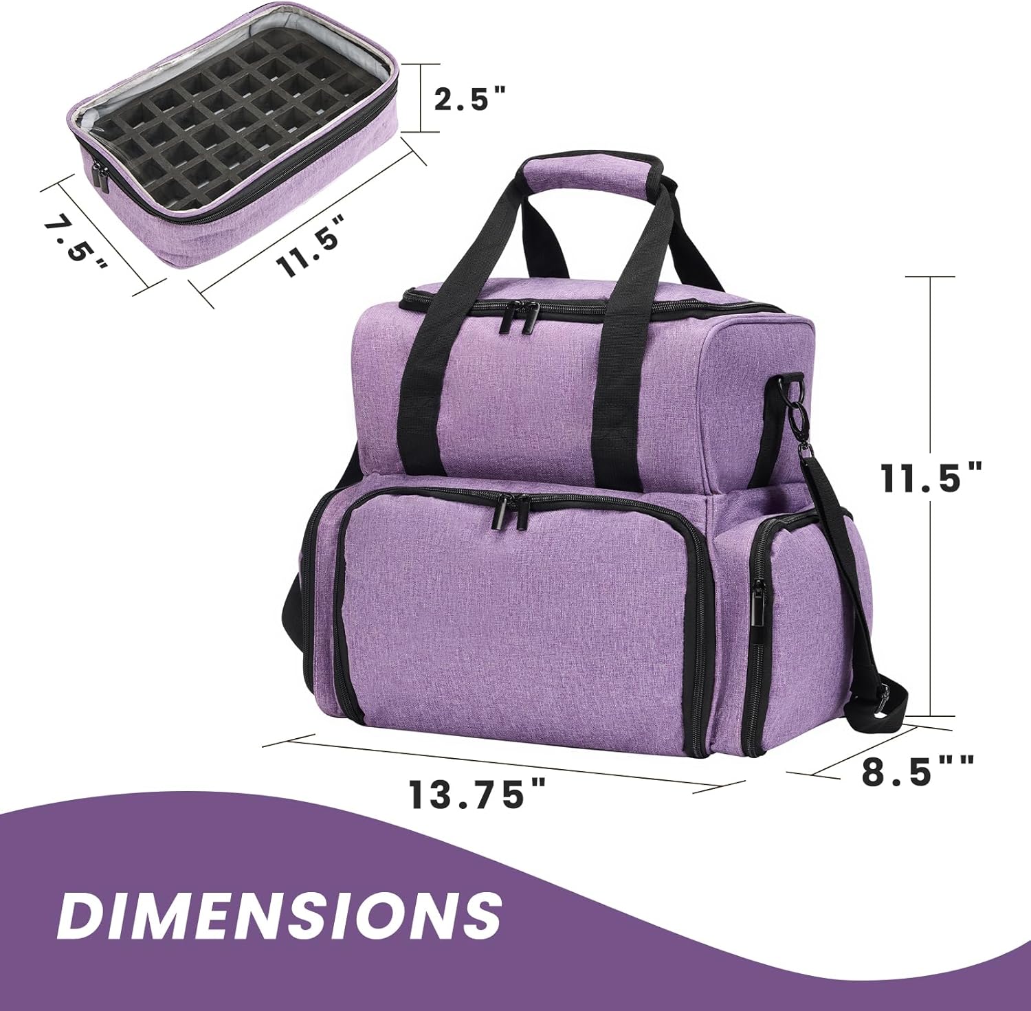 SANDARK Nail Case Holds 70 Bottles (15ml/0.5fl.oz) & Accessories, Purple