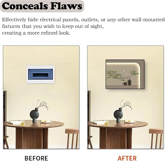 electrical panel cover Electrical Panel Cover Decorative Wall, Frame To Cover Electrical Panel Decoring Fuse Box Covers, Electrical Plate Cover/ Breaker Box Decor Cover(A-Flip Upper,45x35cm/17.7x13.8i