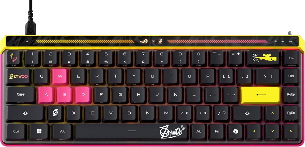 ROG Falchion Ace HFX Hall Effect Wired Gaming Keyboard – 65% TKL, Dual USB-C, Magnetic Switch, Rapid Trigger, Speed Tap, 8K Hz Polling, Touch Panel, Protective Cover, PBT Keycaps – ZywOo Edition