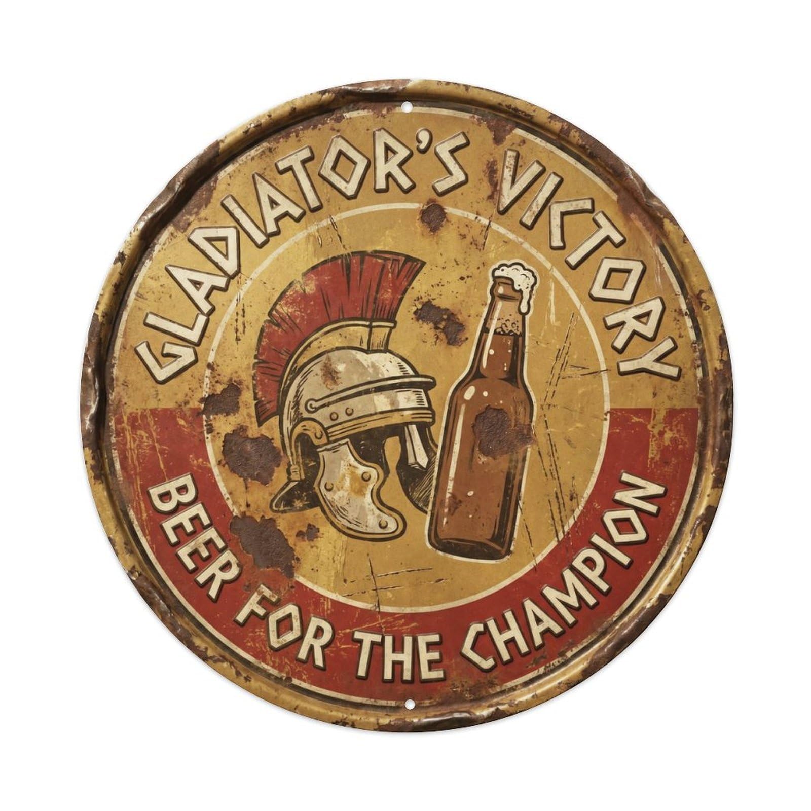 Retro Bar Gladiator Arena Kitchen Beer Metal Tin Sign Plaque Wall Decor for Cafe, Club Bar, Office, Home Garden Round Metal Poster 8x8Inch