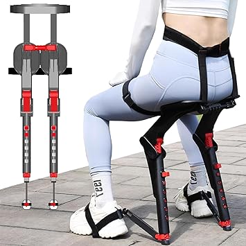 Wearable Chair Invisible Seat, Adjustable Chairless Chair Wearable Leg Ergonomics Lightweight Seat, Invisible Chair Wearable Exoskeleton Chair, 5 Gear Heights Adjustable, 330 LBS Capacity R