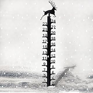 Snow Gauge, Snow Measuring Stick Outdoor, 24 Inch Snowfall Measuring Gauge, Winter Elk Iron Art Snow Gauge inches, Christmas Decorations Outdoor Yard Stake, Snow Depth Measuring Device