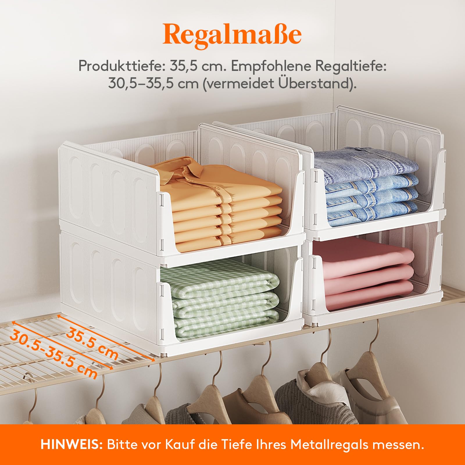 Lifewit 6 Pack Stapelbar Kleiderschrank Wardrobe Organizer für Kleidung, Kunststoff Ausziehbar Ordnungssystem Schrank für T-shirt, Innen Aufbewahrungsbox für Küche, Wohnmobil, Camping, 35.5 cm Dept