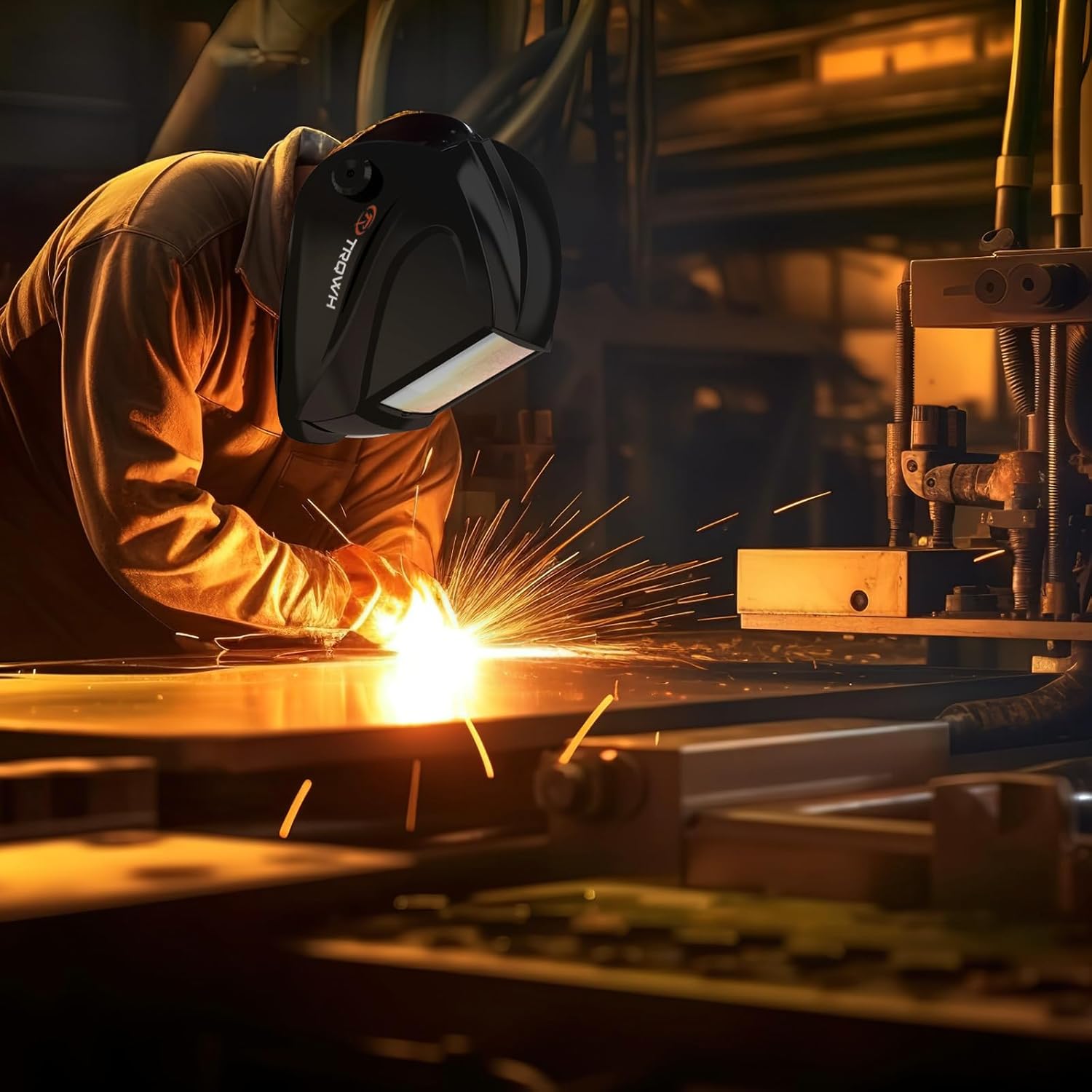 Laser Welding Helmet OD8+ 190nm-450nm&900nm-1100nm Large Viewing Laser Safety Helmet Protective Mask Eye Protection for Laser Welding/Laser Cutting/Laser Cleaning/Laser Marking