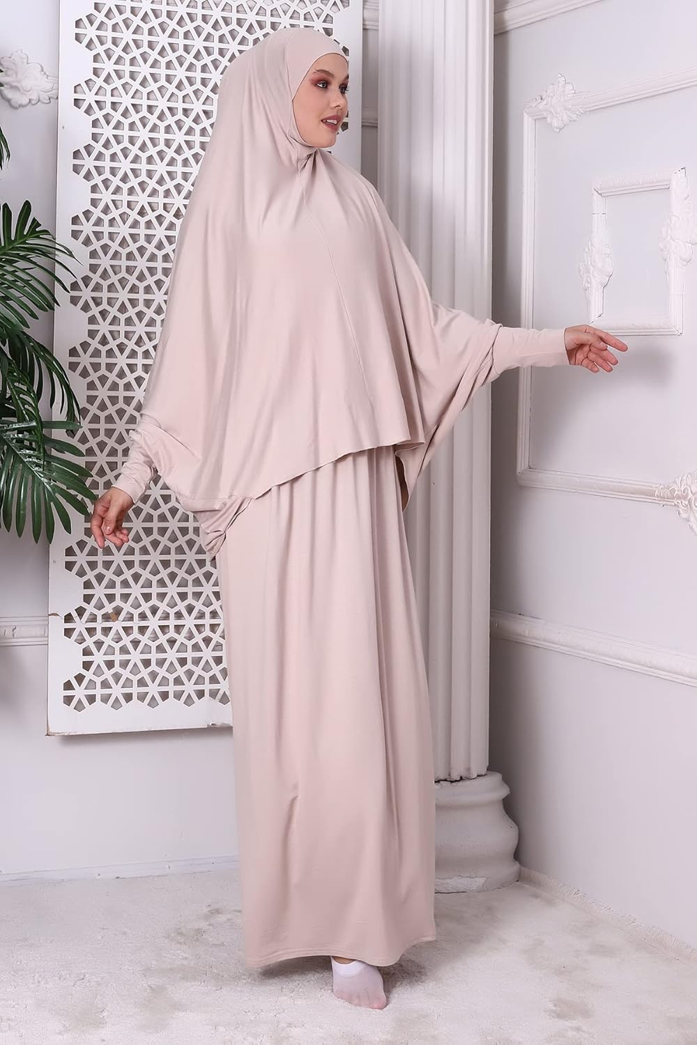 ihvan online Muslim Dresses for Women, Two-Piece Long Sleeve Islamic Prayer Dress, Hijab