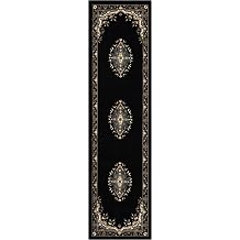 Unique Loom Reza Collection Traditional Persian Style Area Rug, 2 ft 2 in x 8 ft 2 in, Black/Beige
