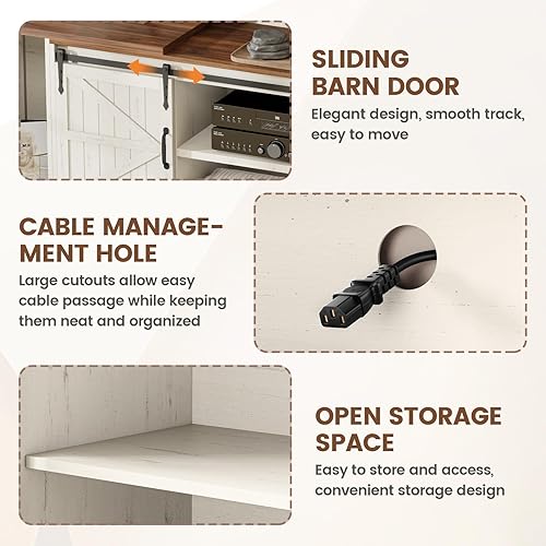 Miniatura 5 de Soporte de TV extensible, centro de entretenimiento para TV de 85, 95, 105 pulgadas, soporte de TV de granja con almacenamiento de gran capacidad y