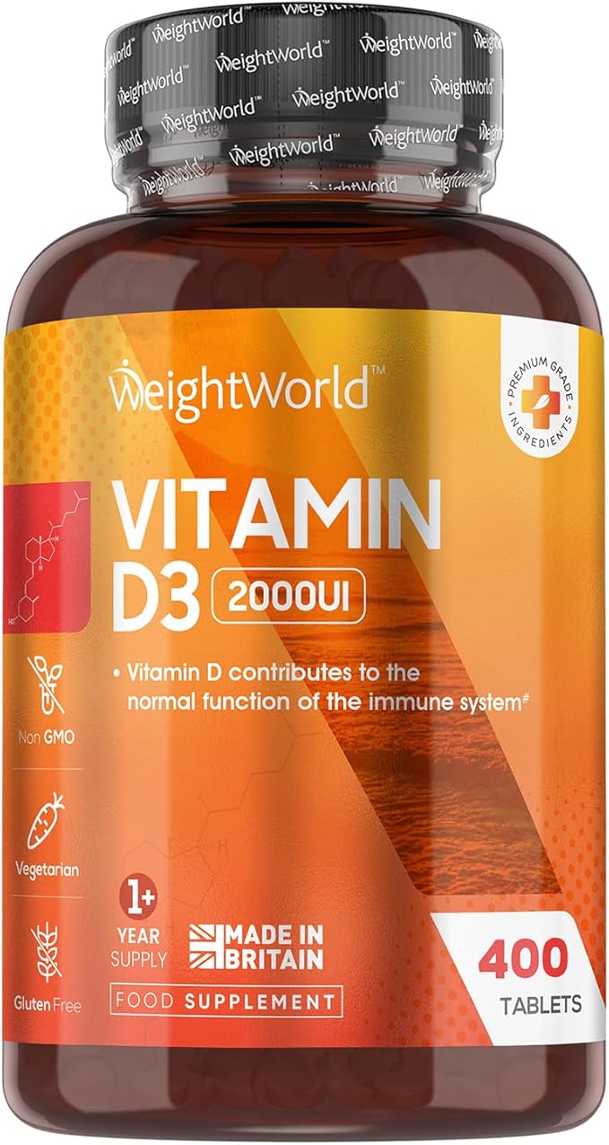 Vitamin D3 2000 IU 400 Tablets (Over A Year Supply) Natural Vitamin D