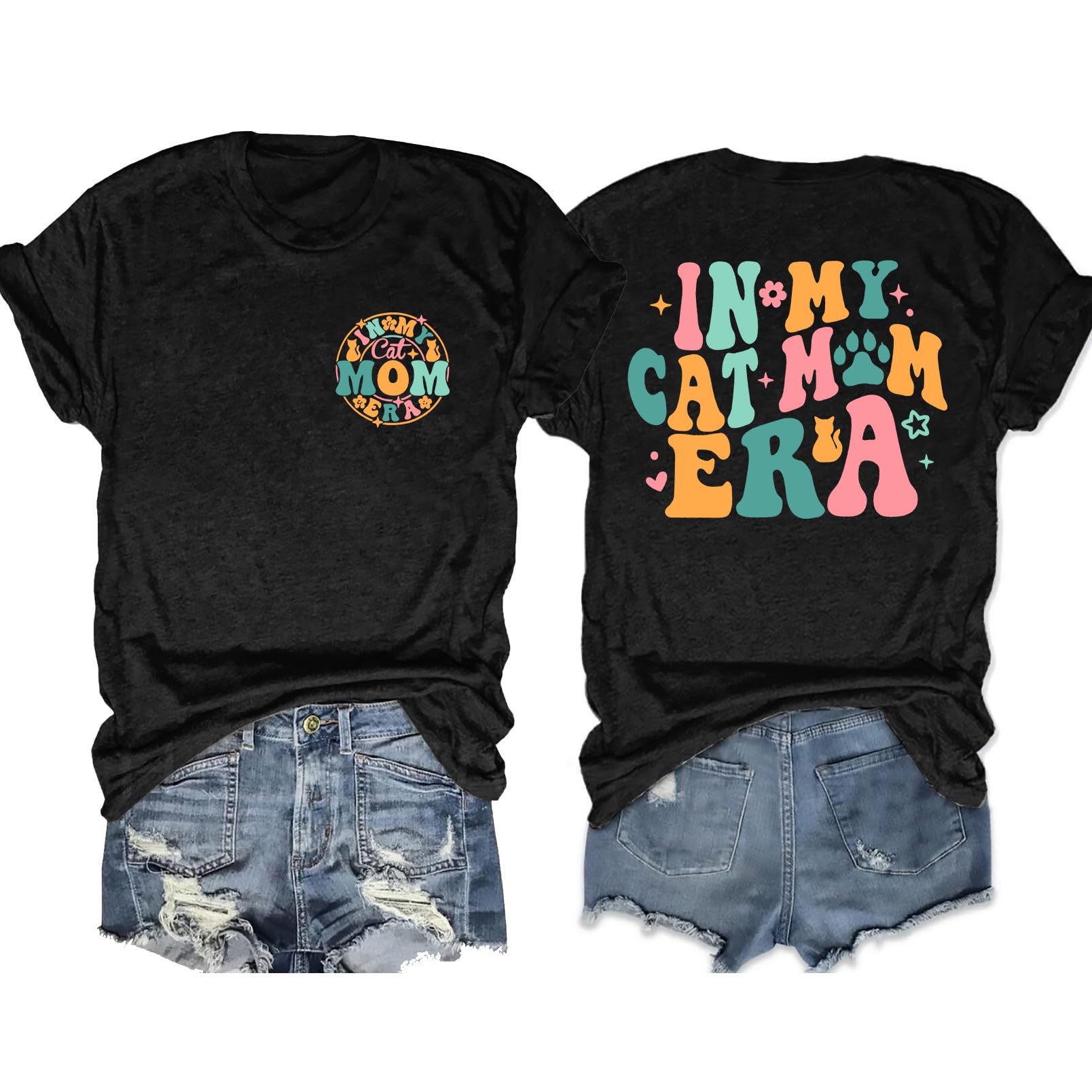 VVNTYCat Mama Shirts Women in My Cat Mom Era T Shirt Cat Lover Gift Tops Cute Graphic Short Sleeve Tees