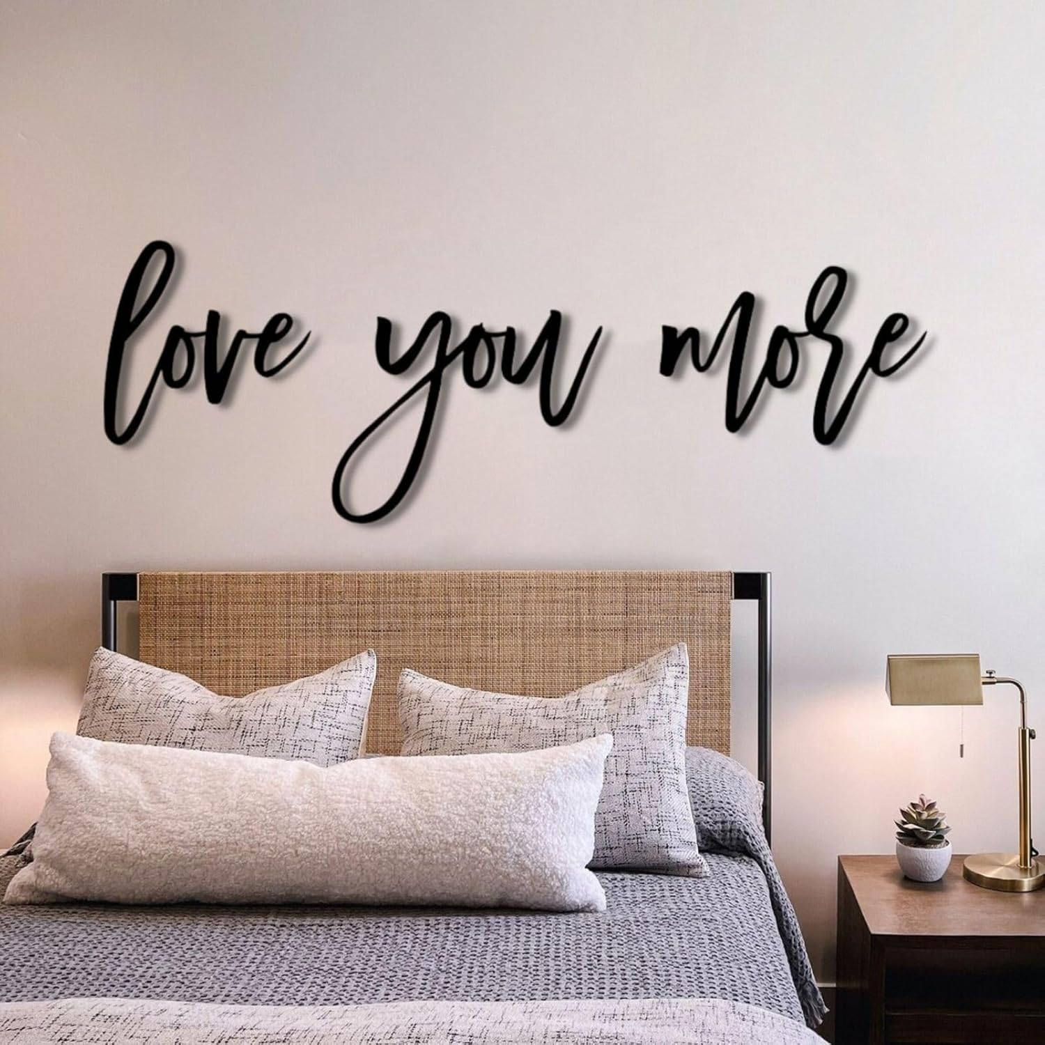 Love You More Metal Wall Sign, Love You More Above Bed
