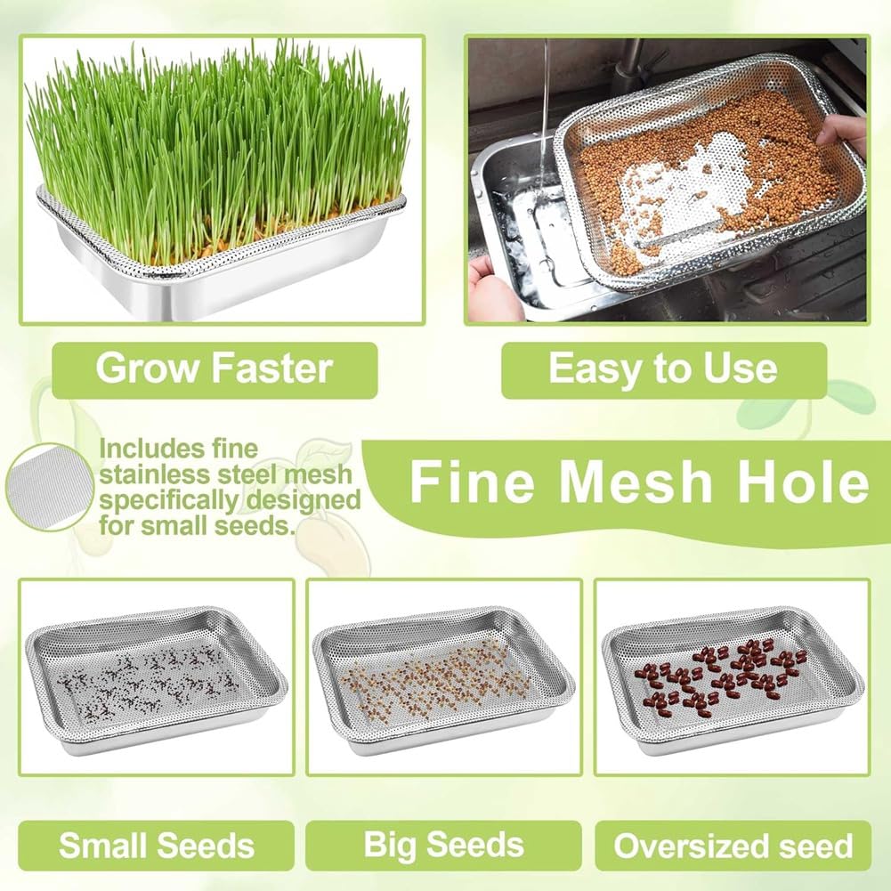 Tebbomp Sprouts Growing Seed Sprouting Tray Seed Sprouting Microgreens Growing Kit Fodder Trays - Image 3