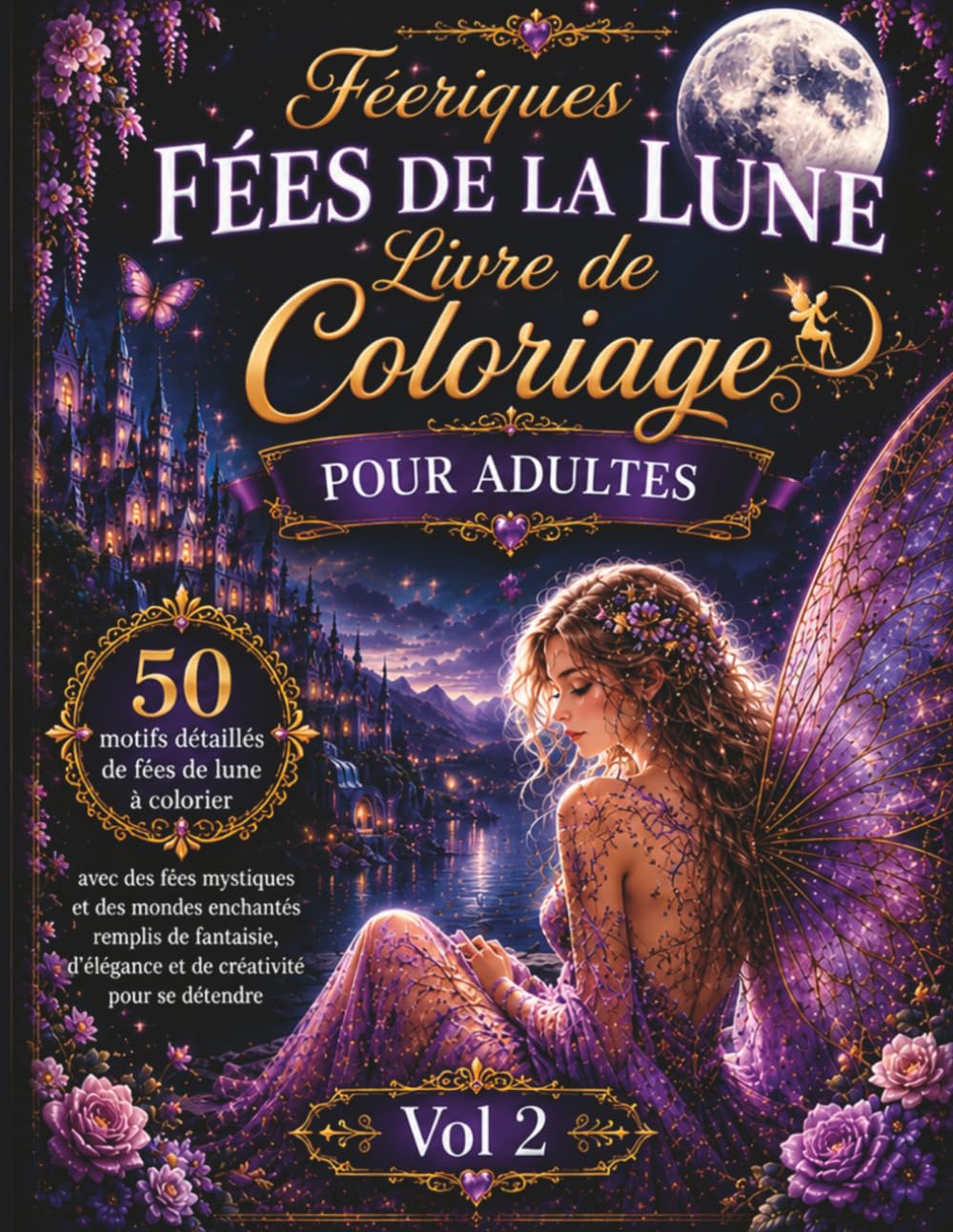 Fées Enchantées au Clair de Lune – Livre de coloriage pour adultes - Vol 2: 50 illustrations détaillées de fées magiques à la lumière de la lune – ... amateurs de fantaisie et de détente créative