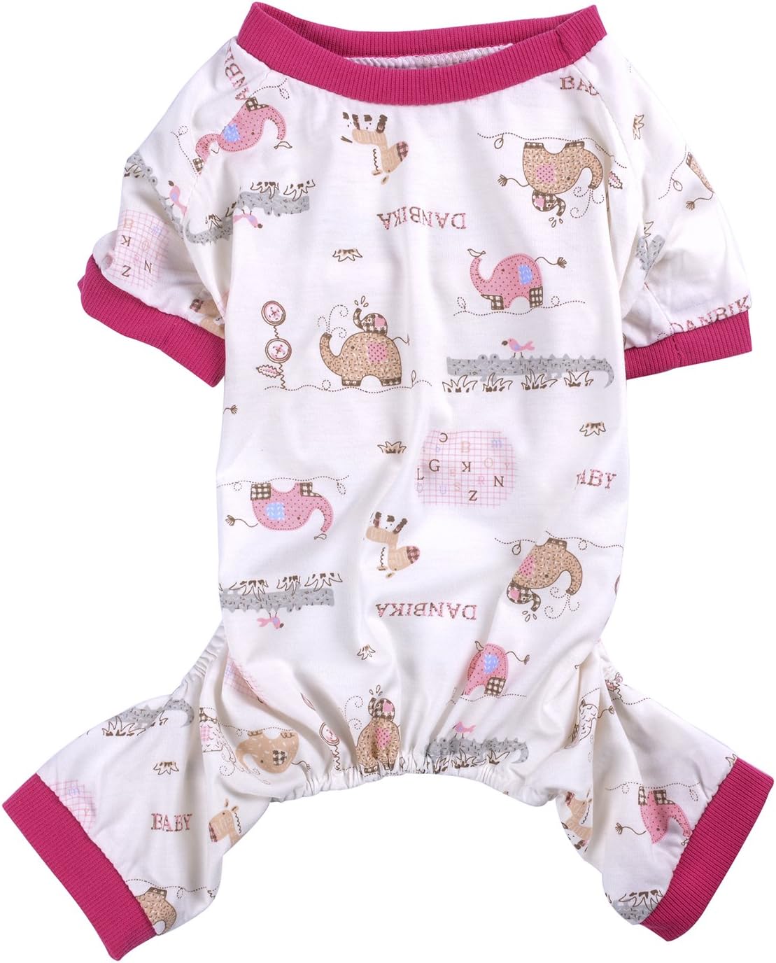 Woo Woo Pets Cute Animal Soft Coats Pet Dog Cotton Pajamas Pets Stripes Jumpsuit Clothes Zoa Rose Large