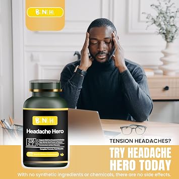 Headache Hero - Relaxes Head & Neck Muscles - Helps Prevent Future Migraines - Not for Immediate Relief - Improves Oxygen to Brain - 14 Natural Ingredients - Tension in Shoulders & Scalp - 150 Count