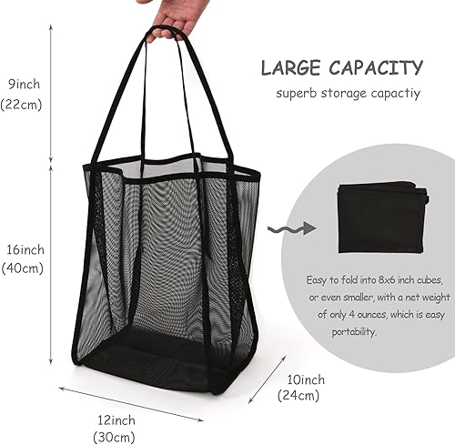 Miniatura 3 de Bolsa de malla de playa para juguetes de arena, plegable, ligera, duradera, al aire libre, compras, viajes, natación