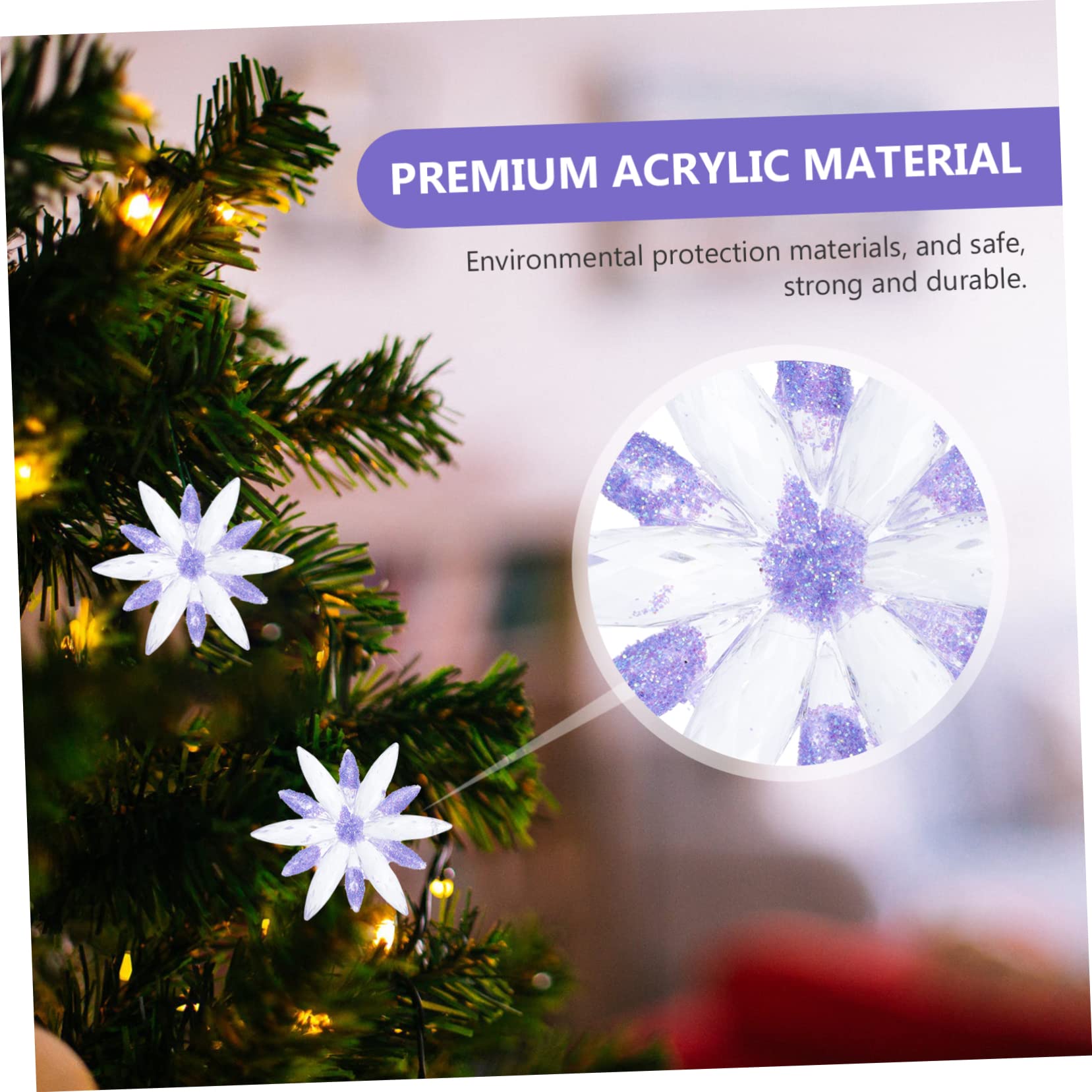 IMIKEYA STK Weihnachtsbaum-Anhänger weihnachtsdeko Christbaumschmuck Spirit Weihnachten fensterdeko Schneeflocken-Anhänger Festival- Acryl Dekorationen Ornament schmücken Violett