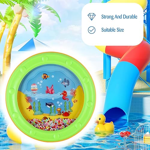 Miniatura 4 de EASTROCK Ocean Drum - Instrumento de percusión de sonido de mar de 10 pulgadas con gráfico de pescado, onda y efecto de surf (2 PCS)