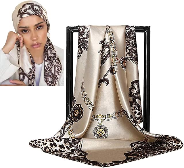Silk-like satin scarf, protective neck scarf, large 35 x 35 women's square scarf
