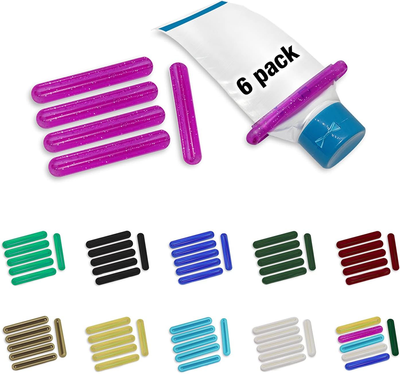 Toothpaste Squeezer Tube Tool - 6 Pack Tube Squeezer Dispenser Osun Life (TS31, Purple, Made in Taiwan) - Plastic Toothpaste Clip Squeezer for Bathroom Hand Cream Paint Tube Cosmetic …