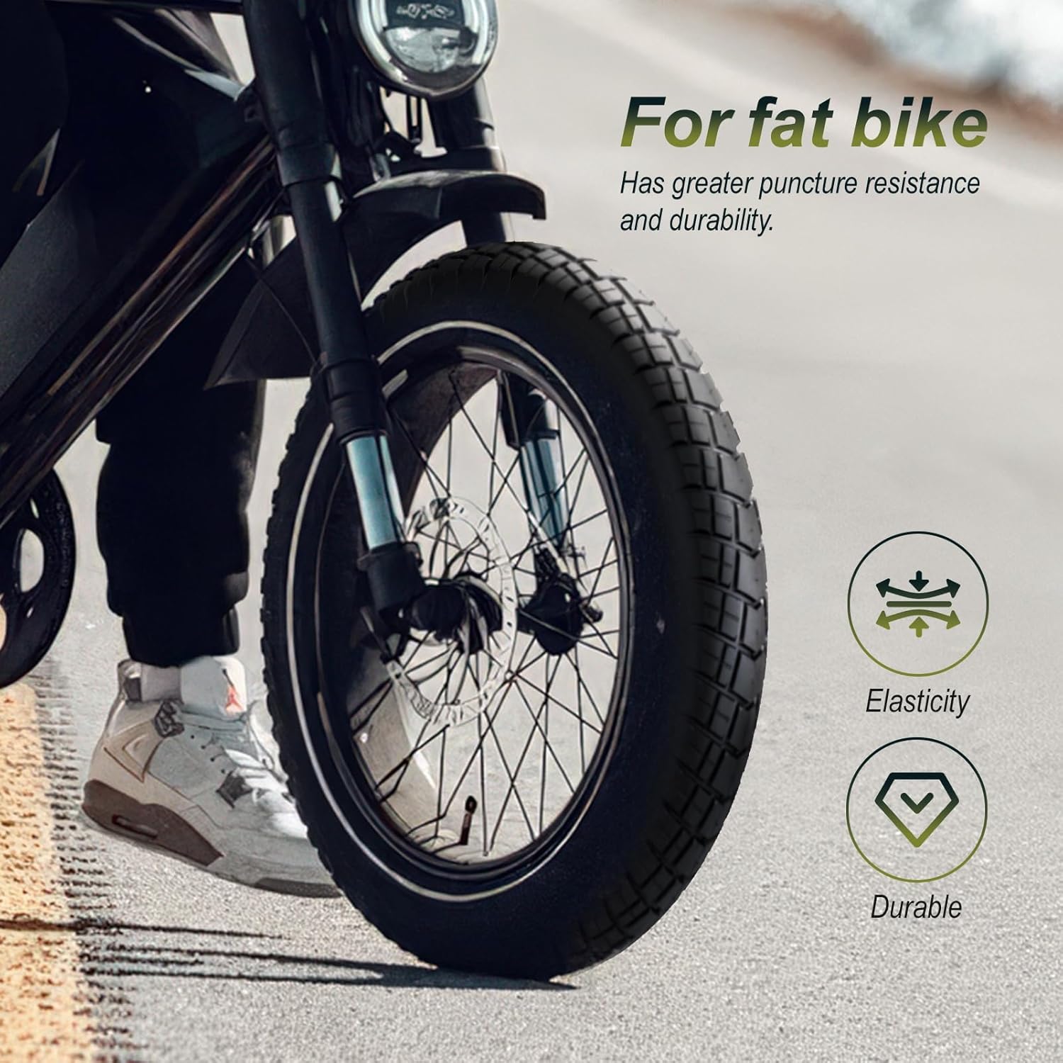 WHEELO Fat E-Bike Tire: 20x4.0 inch Fat MTB Tire, All-Terrain Folding Replacement Mountain Fat Bicycle Tire with Street or Trail Riding