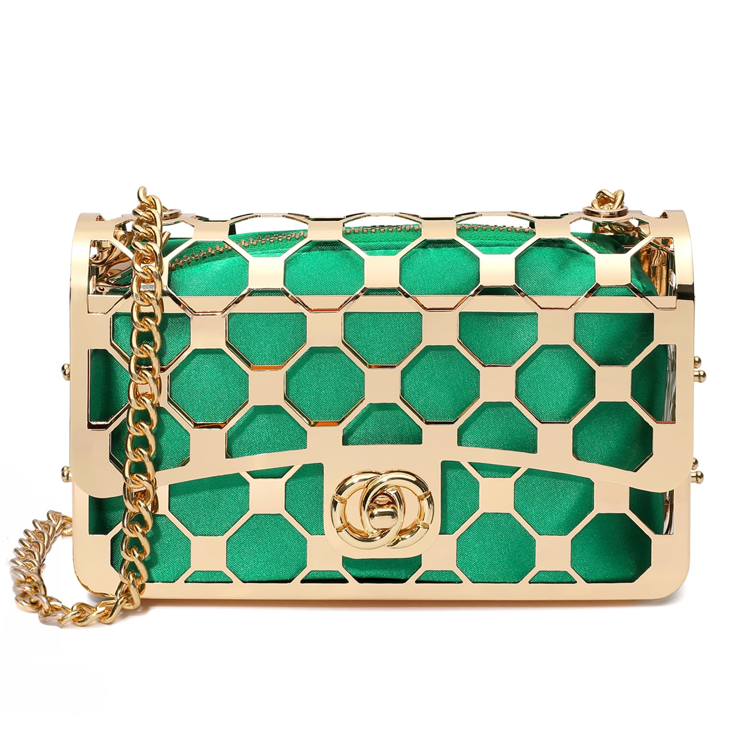 CARIEDO Velvet Evening Clutch Purse for Women Metal Frame Wedding Party Bag