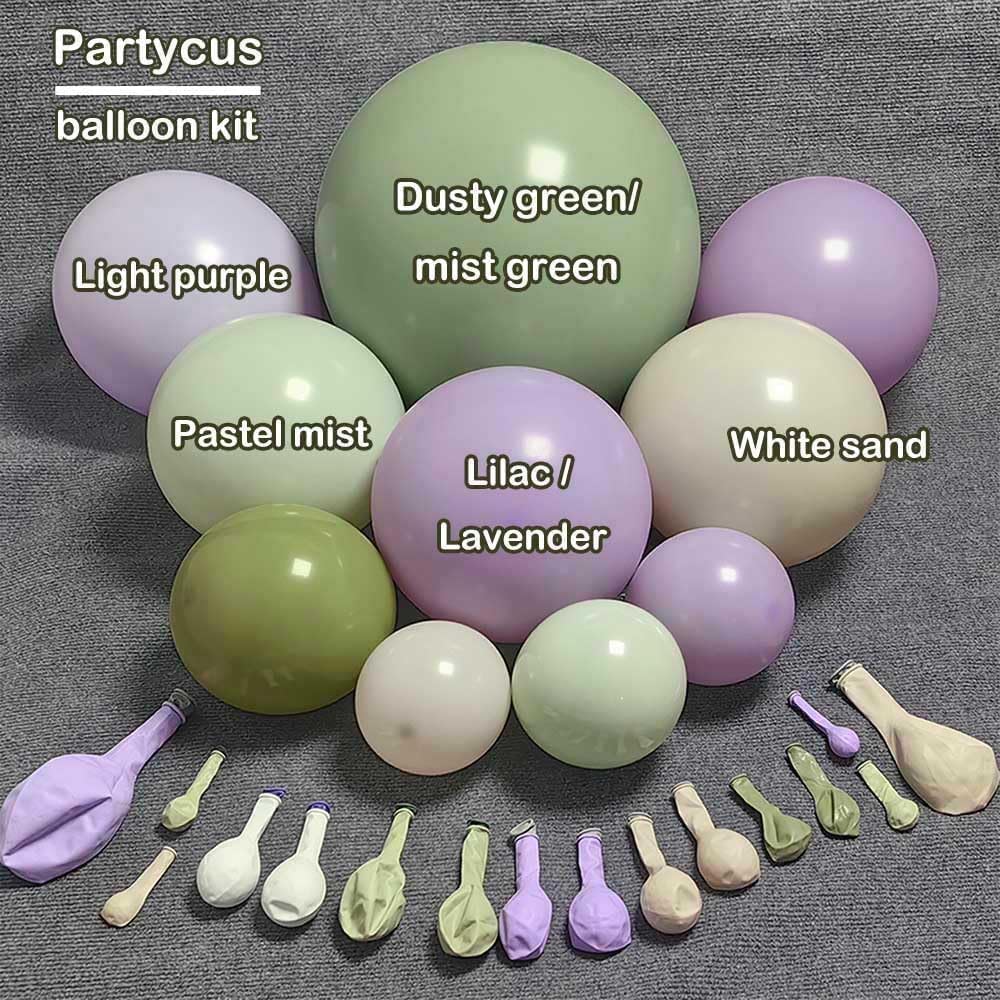 Dusty Green Purple Balloon Arch Kit Double Stuffed Pastel Light Lavender Olive White Sand Balloon Garland for Neutral Baby Shower Birthday Bridal Wedding Easter Party Decoration