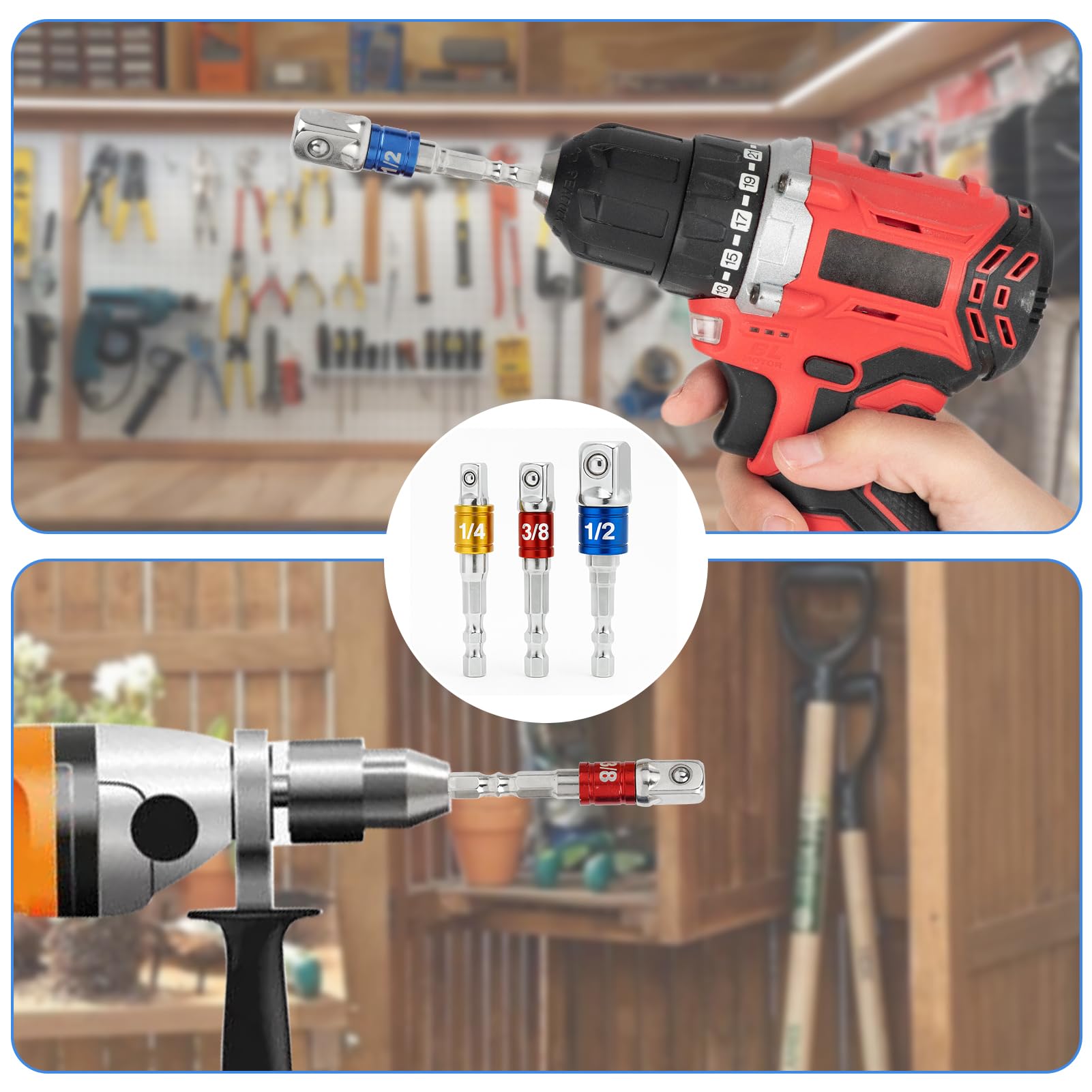 3Pcs Adattatore Presa Trapano Esagonale 1 4 3 8 1 2 Avvitatore - Foto 7