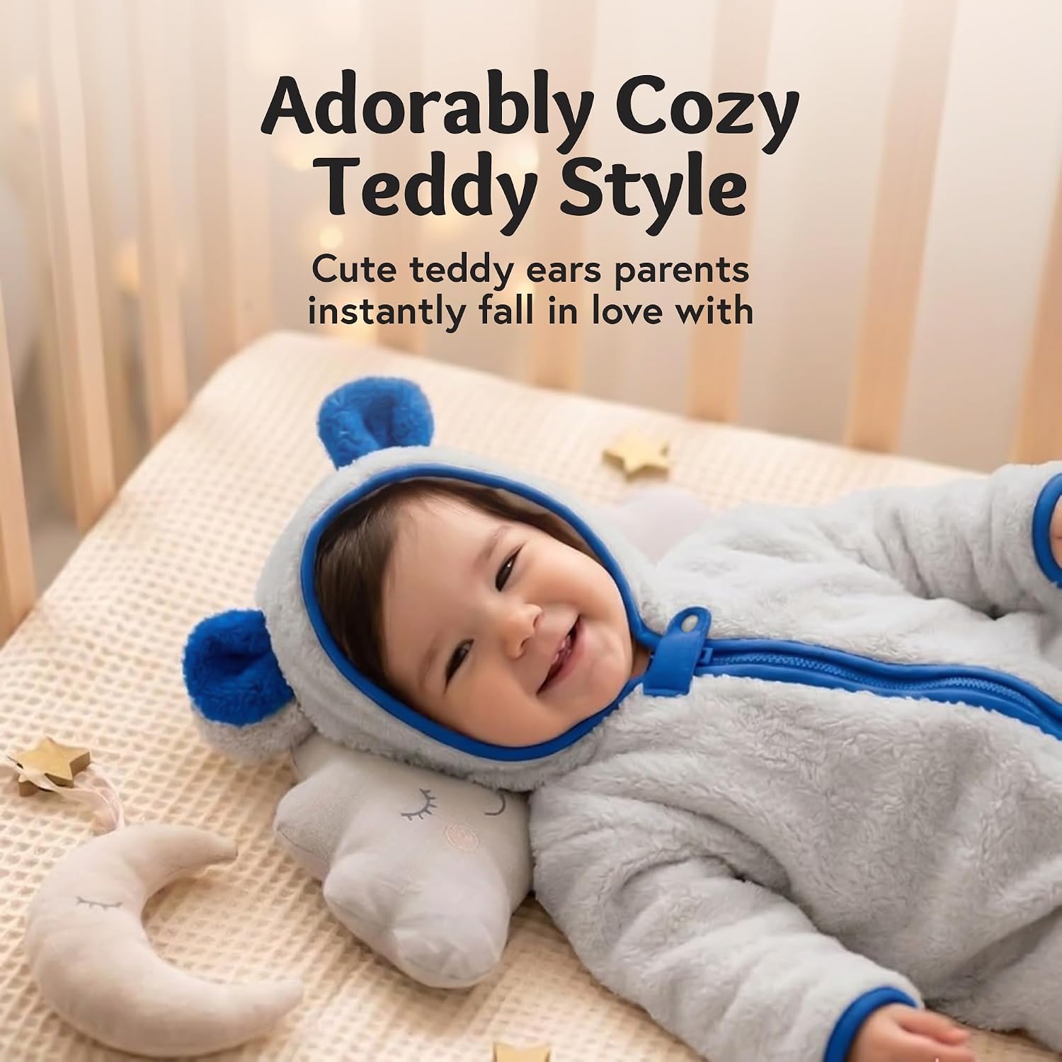 baby deedee Fleece Sherpa Baby Bunting-Warm Newborn Romper Costume, Cozy Infant Outerwear Hooded Kids Bodysuit