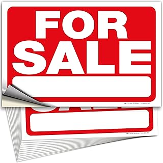 iSYFIX for Sale Signs Stickers – 12 Pack 10x7 Inch – Premium Self-Adhesive Vinyl, Decal, Indoor & Outdoor Advertising Signage for Houses, Vehicles and More