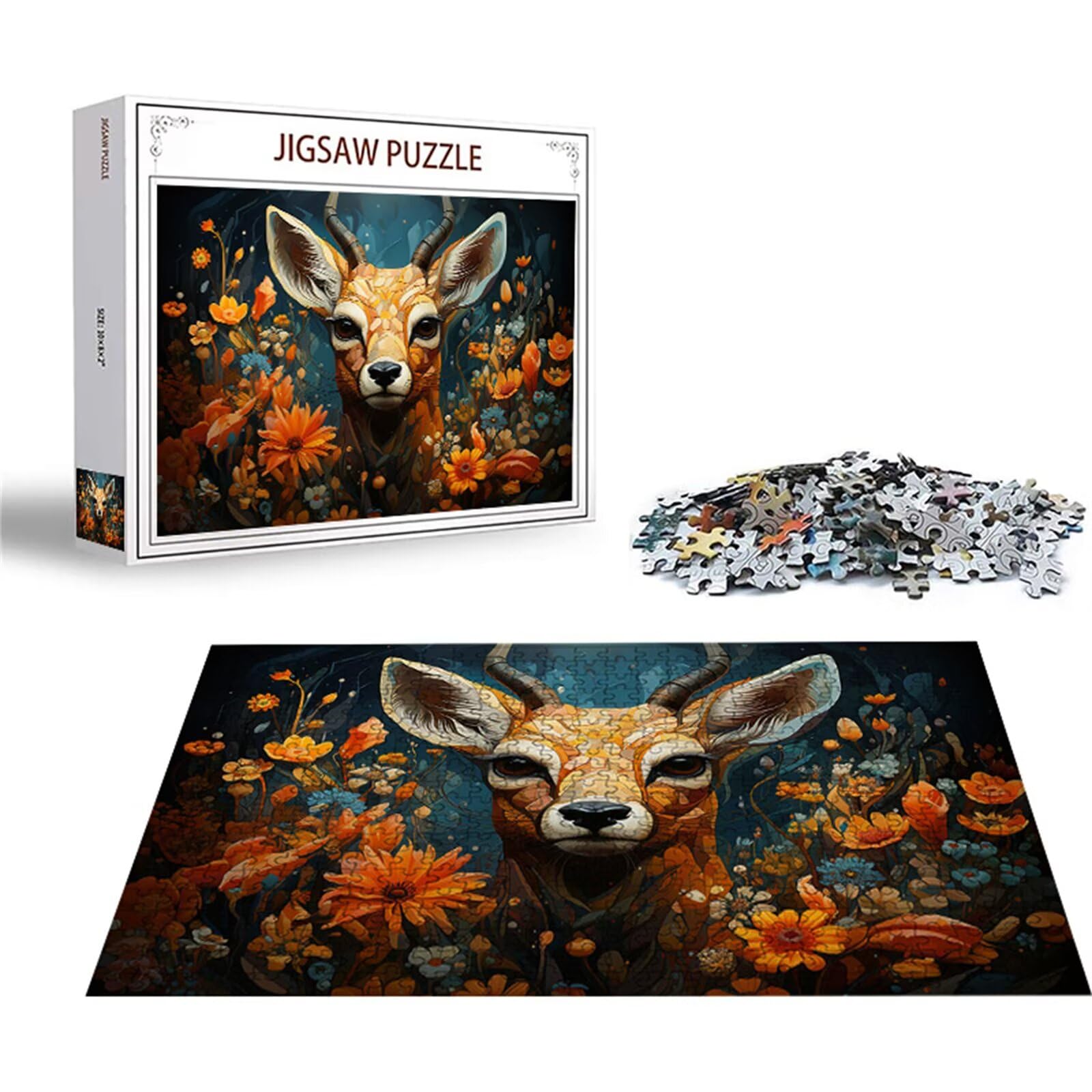 Puzzle 2000 sztuk jeleń puzzle kwiat układanki drewniane, klasyczne dla dorosłych diY gra wyzwanie idealnie pasują między nimi literami z tyłu Wysokiej jakości układanki dla dzieci i dorosłych wiek 14