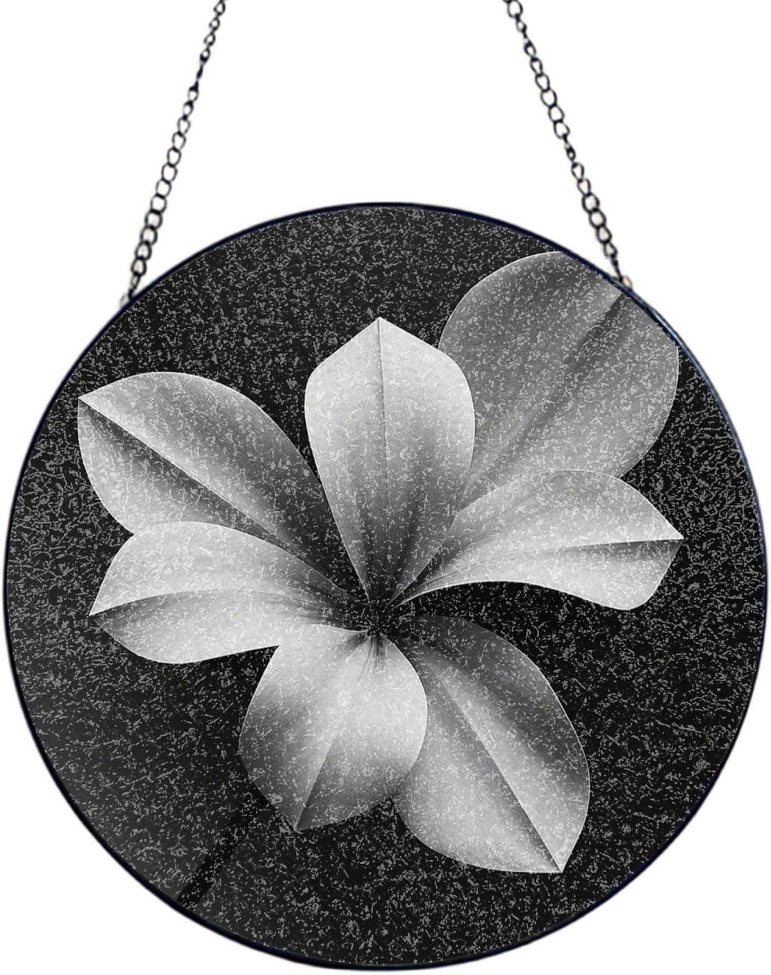 Stained Glass Window Hanging 6in Window Suncatcher Glass Panel with Metal Chain Abstract Modern Petals Sun Catchers Wall Art Home Decor Gift for Women Mother's Day