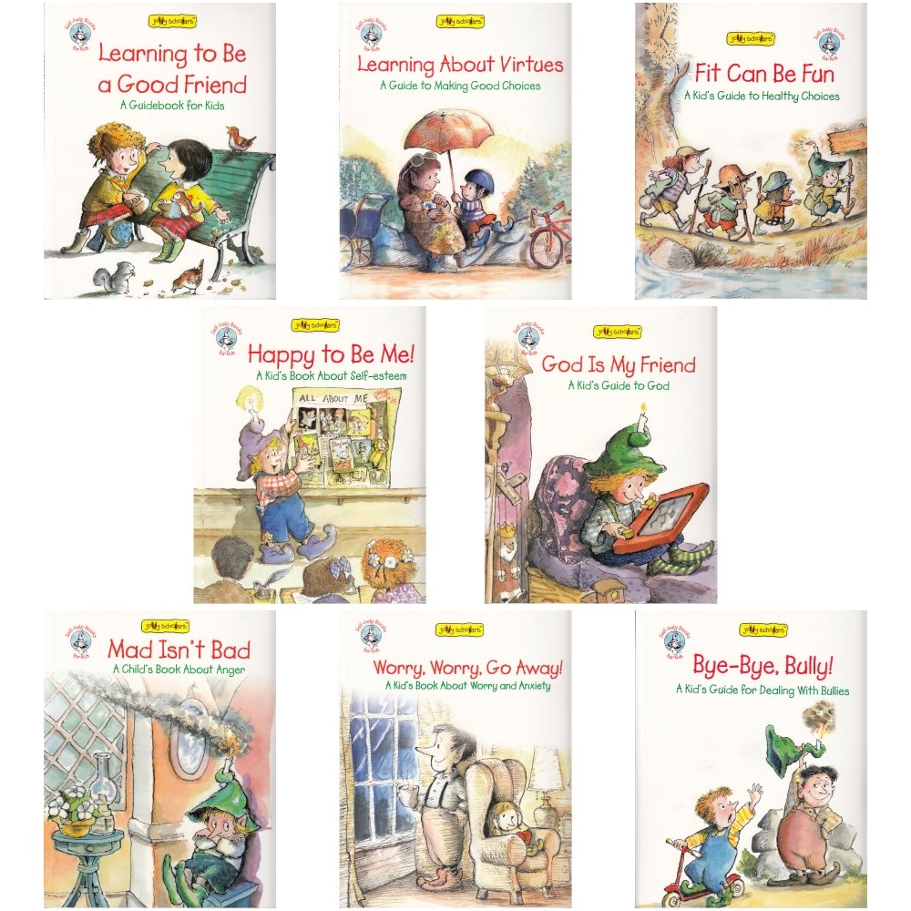 Jolly Scholars Self-Help Book Set (Set Of 8)| Ages 6-15 Years| Learning to be a Good Friend| Mad isn�t Bad| Worry Worry Go Away| Happy to be Me!|God is my Friend| Bye Bye Bully!|Learning about Virtues| Fit can be Fun| Children Health Family & Personality Development Book [Paperback] R. W. Alley Paperback – 1 January 2016