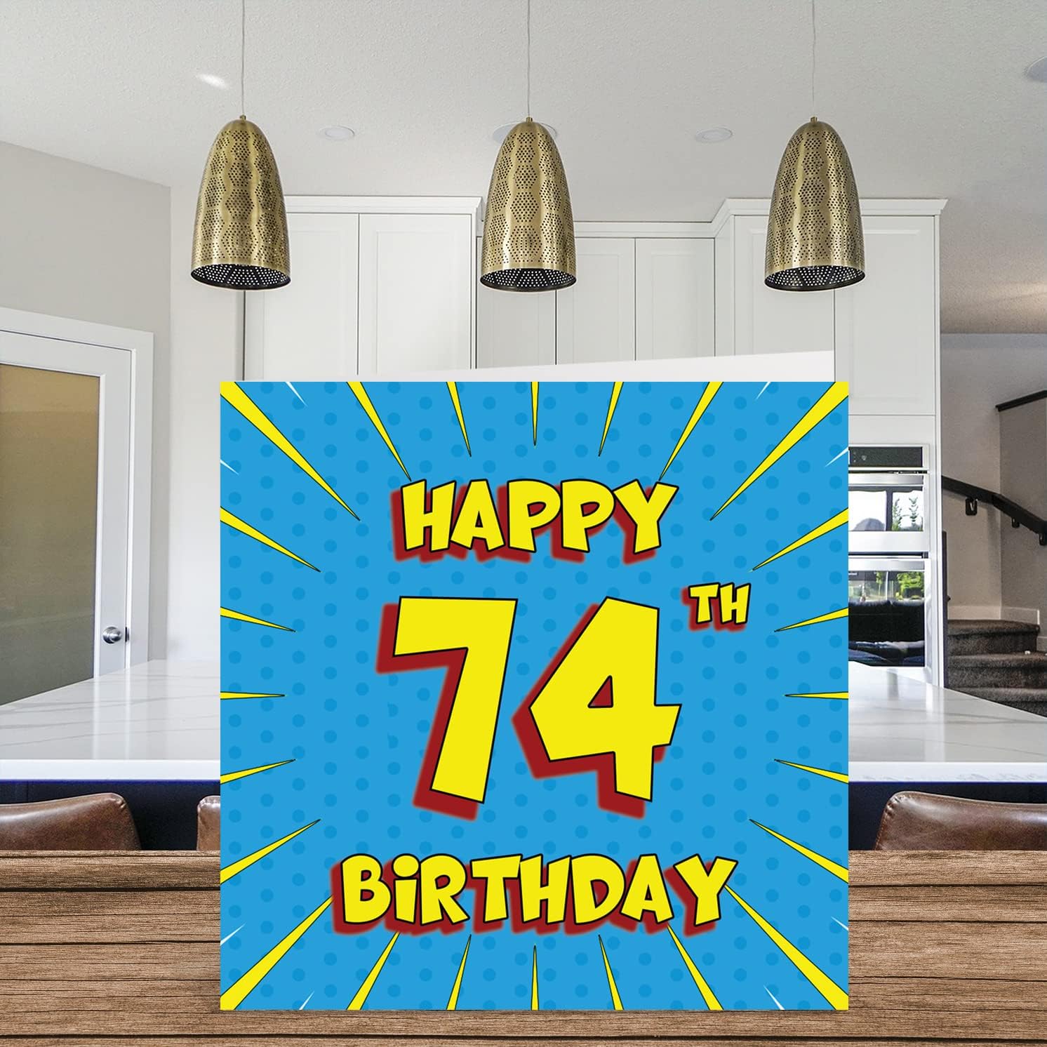 Fun 74th Birthday Cards for Men Woman - Comic Book - Happy Birthday Card for Great Grandpa Grandma Nanny Dad Papa Mom Pop Pops Aunt Uncle Gran, 5.7 x 5.7 Inch Greeting Cards, 74th Birthday Card