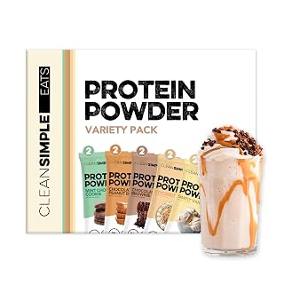 Clean Simple Eats Whey Protein Powder, Variety Pack, Naturally Sweetened Flavors, 100% Grass Fed Protein Powder with Digestive Enzymes & No Artificial Ingredients, Gluten Free, 10 Single Serve Packs - Amazon product rated Grade A