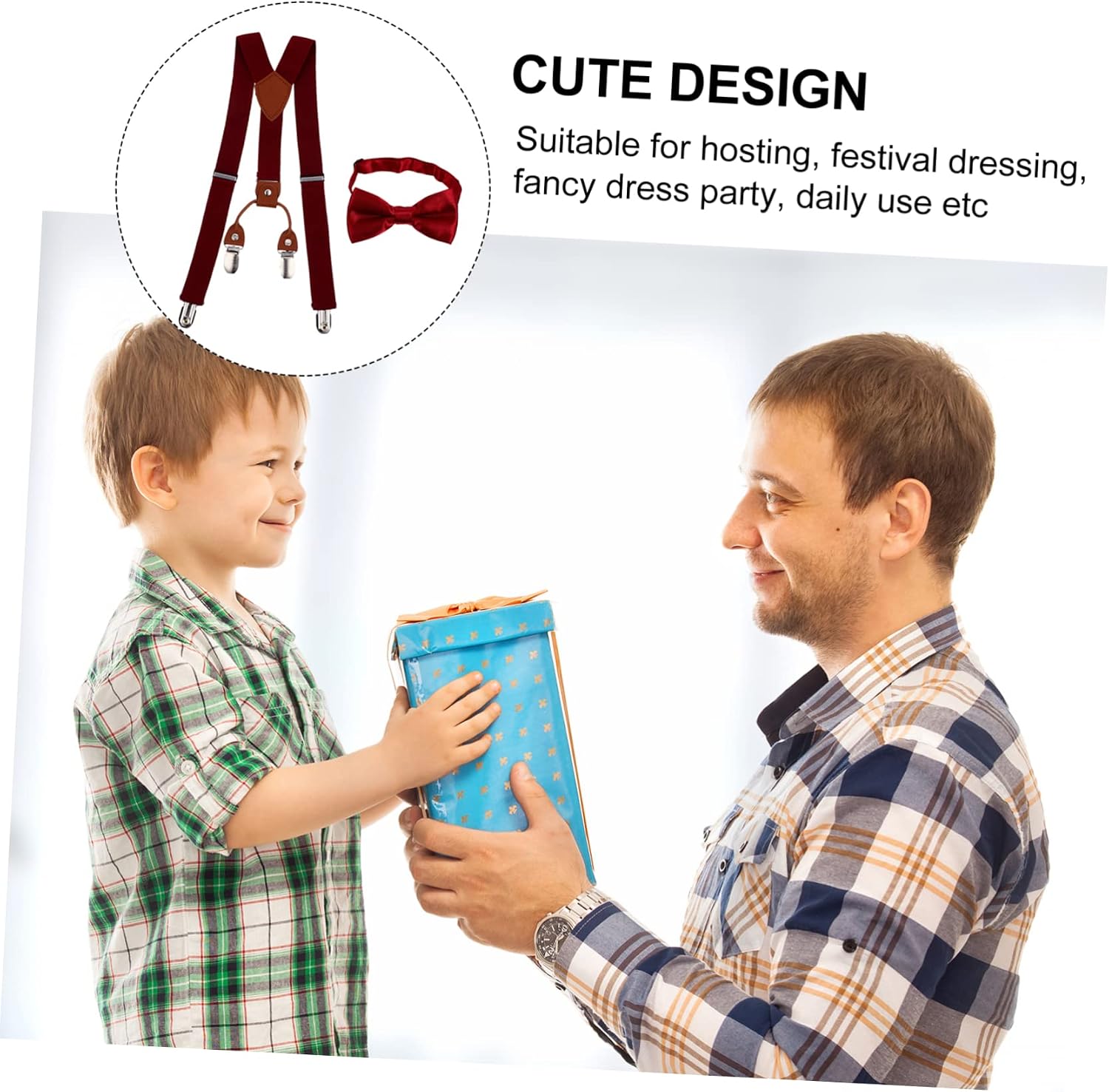 VALICLUD 3sets Boy Girl Suspenders Bowtie Set Adjustable Elastic Design Strong Clips for Boys and Girls for Birthdays Weddings Parties and School Events