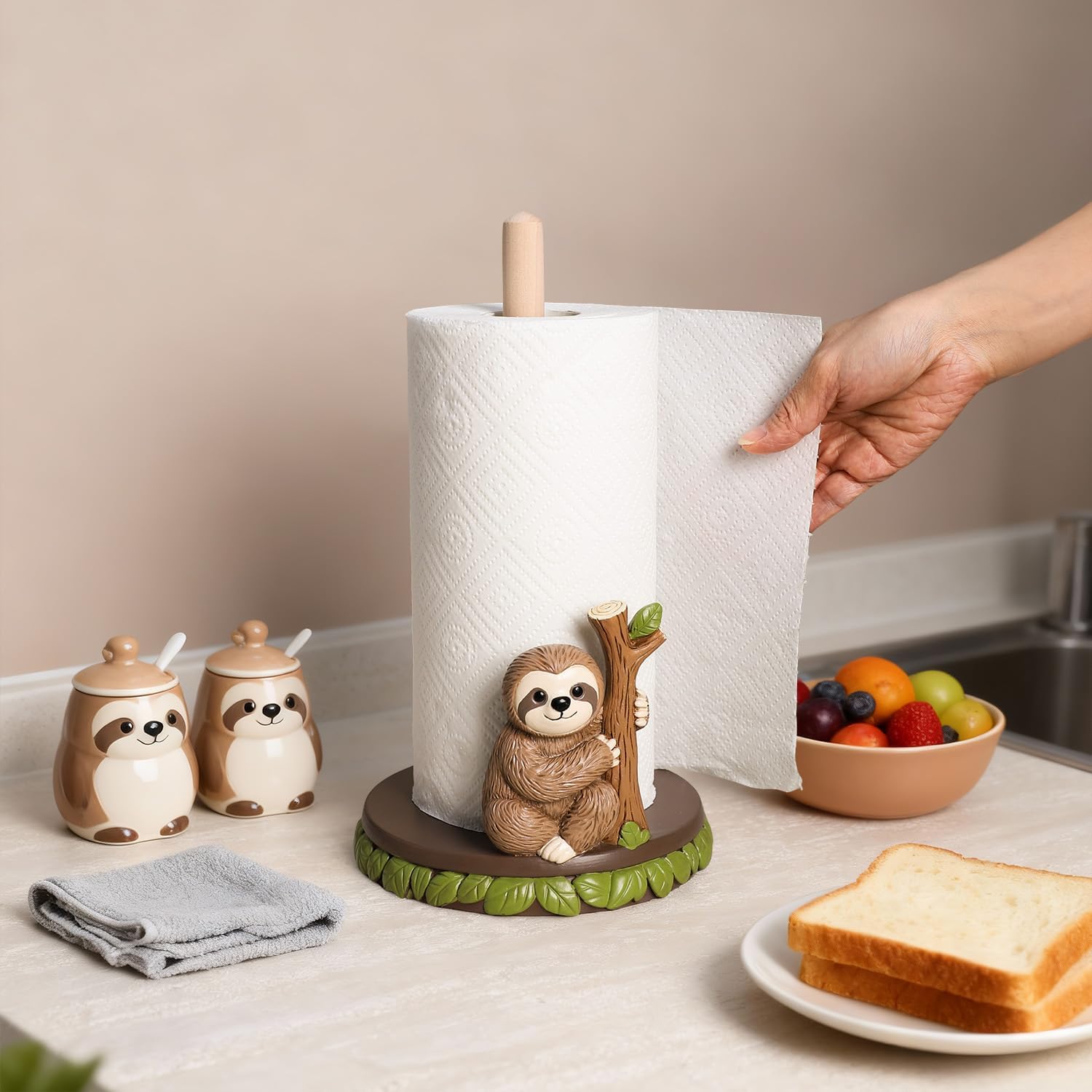 Sizikato Resin Sloth Paper Towel Holder for Kitchen and Dining Room