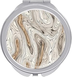 White Wooden Texture Travel Makeup Mirror 1x/...