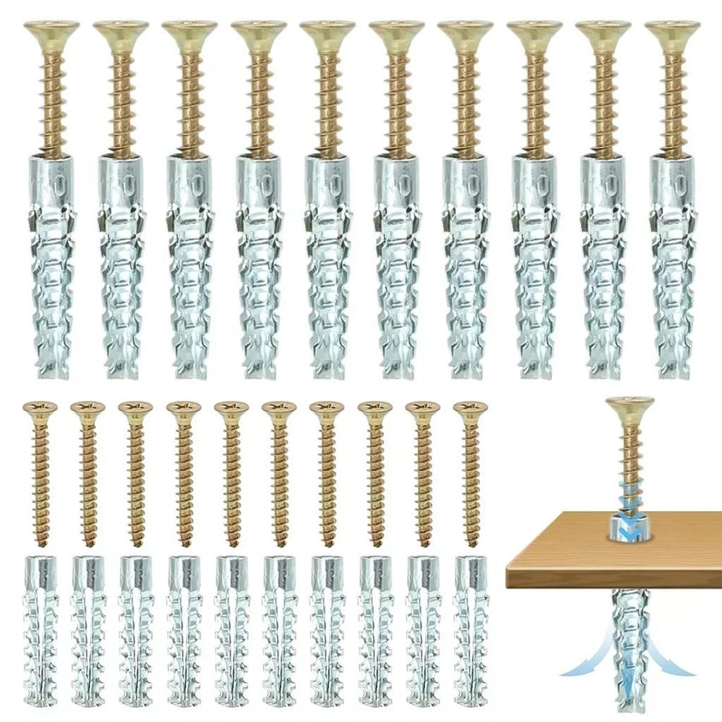 Tornillos autorroscantes de tubo de expansión dentado de metal for anclajes de pared de hormigón: de 10 a 100 juegos disponibles(100 Sets)