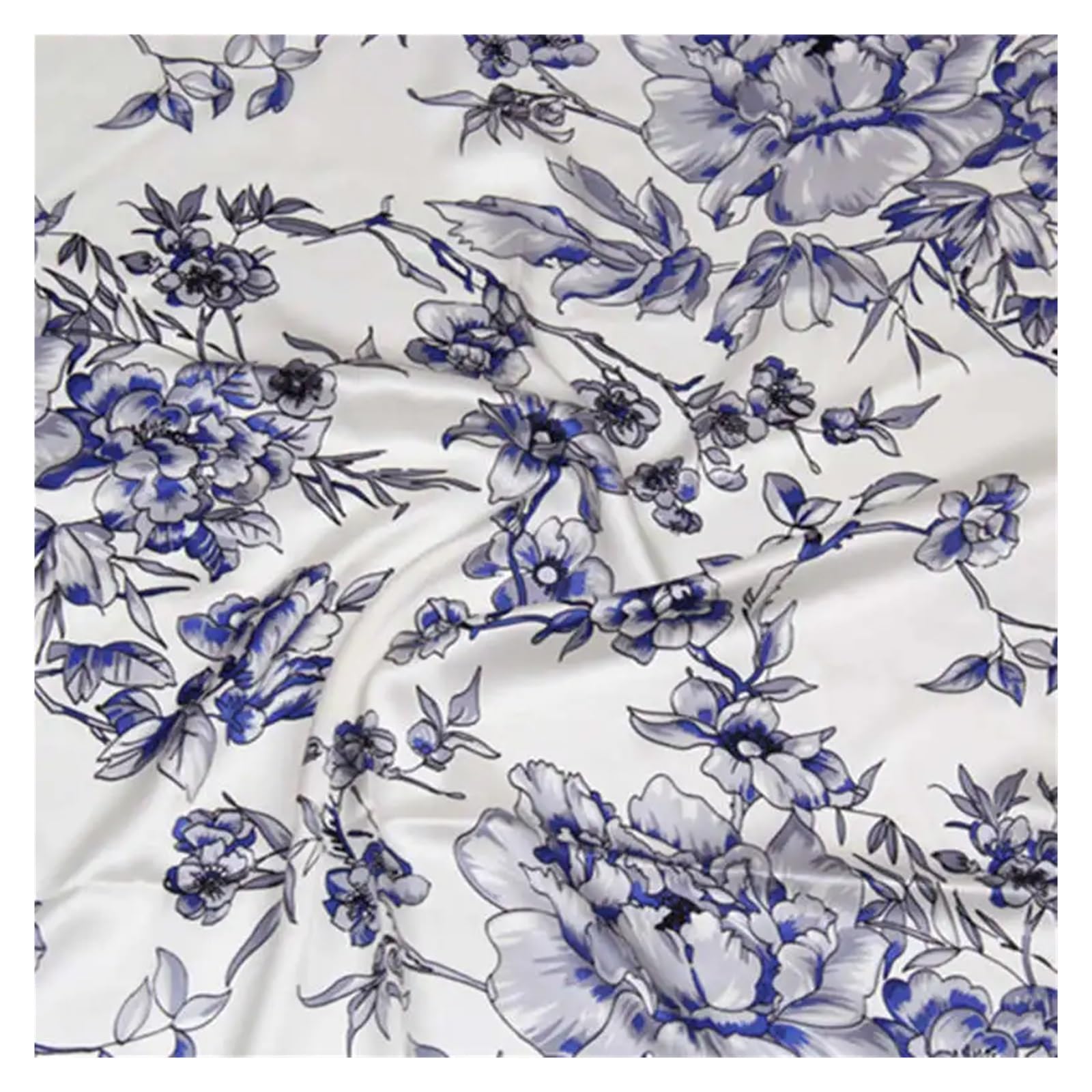Tela de Satén Tela De Seda 100% Estampada China Nature Pura Multicolores Para coser(Color-32,1 meter)