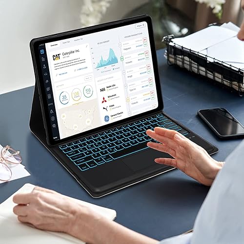 Miniatura 7 de Funda para teclado Samsung Galaxy Tab S8 PlusS7 FES7 Plus de 12.4 pulgadas, trackpad inteligente, retroiluminación de 7 colores, teclado Bluetooth