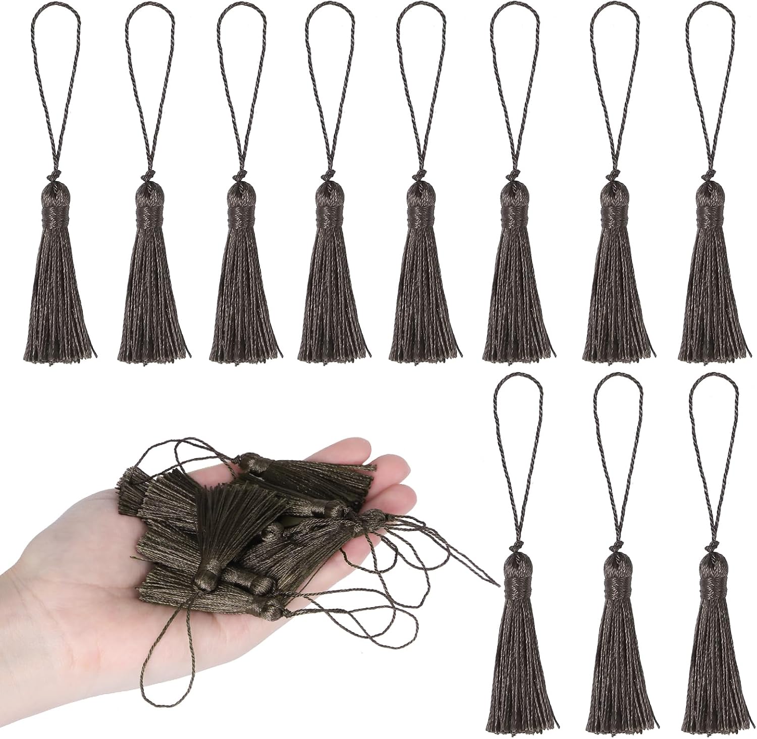 BEL AVENIR 45 Pcs Mini Bookmark Tassels 3.75inch/9.5cm Silky Handmade Keychain Tassel with 2.15inch Cord Loop,Colorful Small Tassels for Craft Accessory,Tags