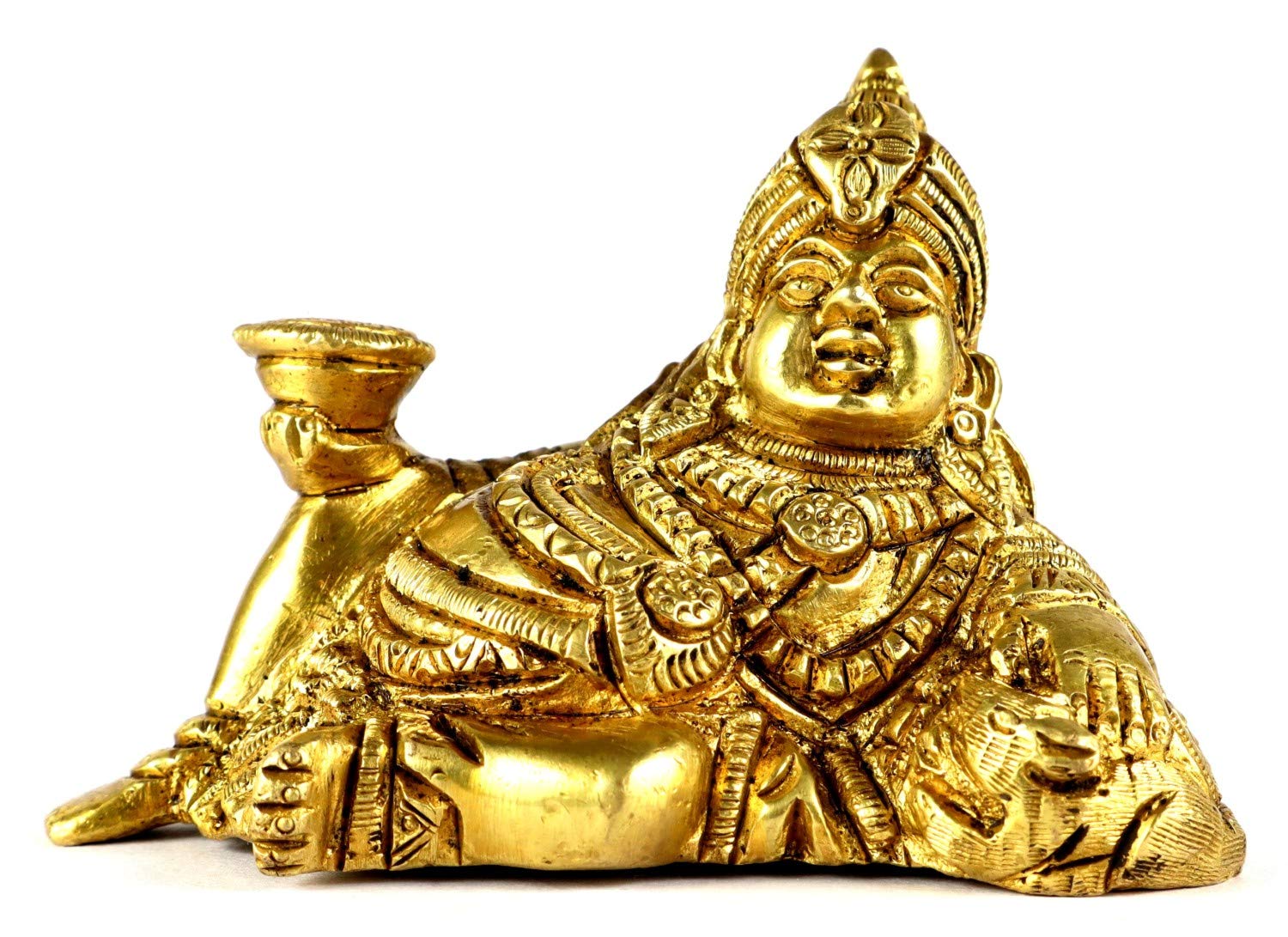 ASHIRWAD Brass Dhan Kubera, Lakshmi Kuvera, Vaisravana, Pancika, Sarvanubhuti, Idol Murti, Statue (Kubera-02)