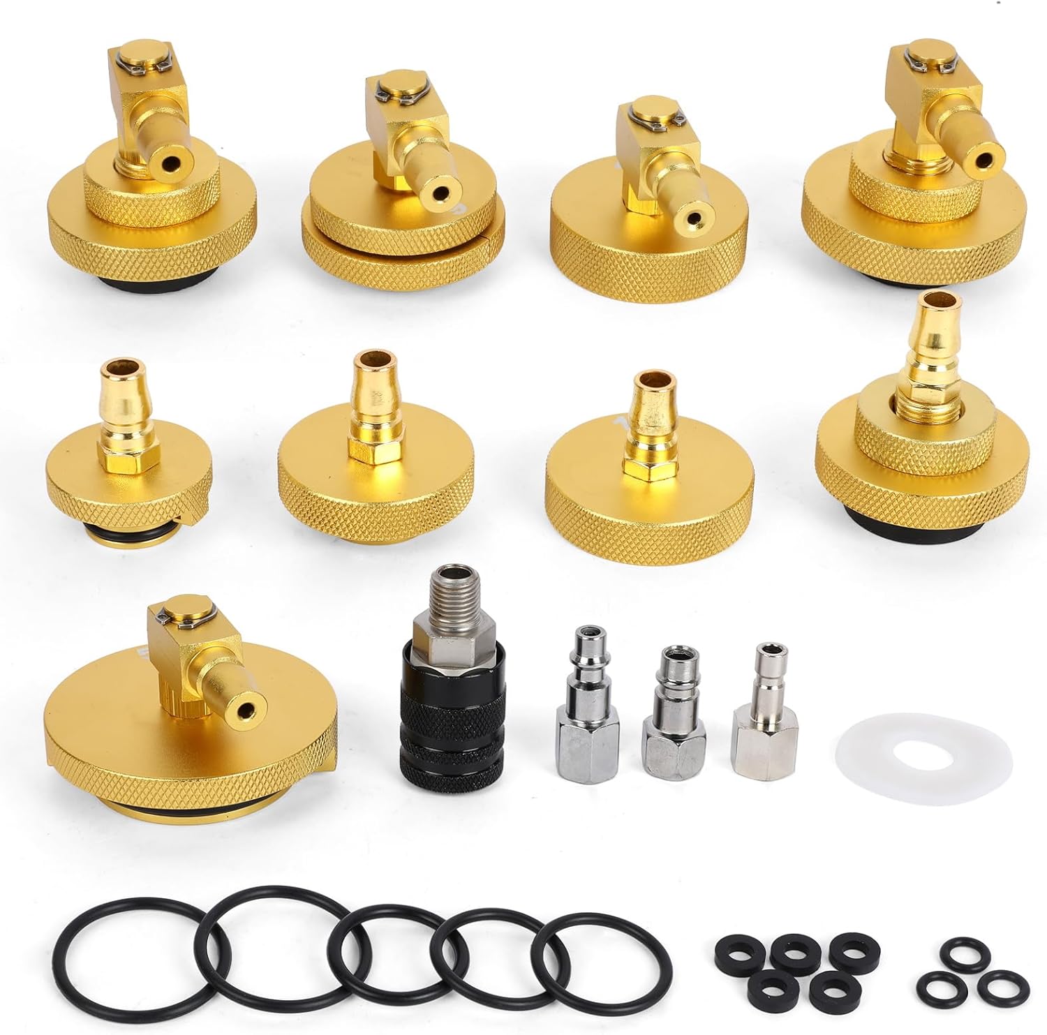 MR CARTOOL 10 Pcs Car Brake Bleeder Adapter Set for F118/F109 Master Cylinder Adapter with 9Pcs Brake Bleeder and 1pc Quick Coupling, Brake System Bleeding Tool Set for Ford Mazda Honda