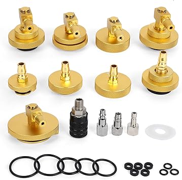 Mrcartool 10 Pcs Car Brake Bleeder Adapter Set for F118/F109 Master Cylinder Adapter with 9Pcs Brake Bleeder and 1pc Quick Coupling, Brake System Bleeding Tool Set for Ford Mazda Honda