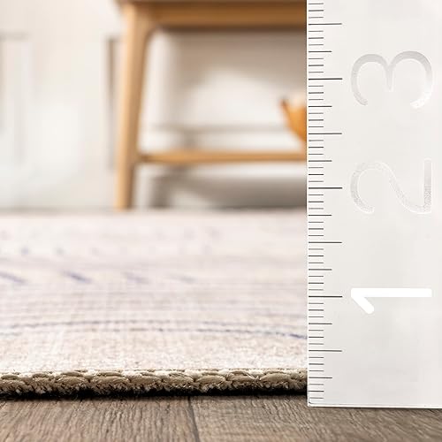 Miniatura 2 de nuLOOM Marestella - Alfombra reversible lavable a máquina, 8 x 10 pies, color beige y azul marino