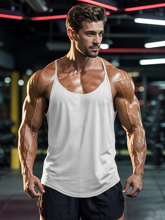 Herren Bodybuilding Stringer Tank TopsMuskel Gym ShirtsStrecken Schnell Trocknende Tops mit Y-Rücken