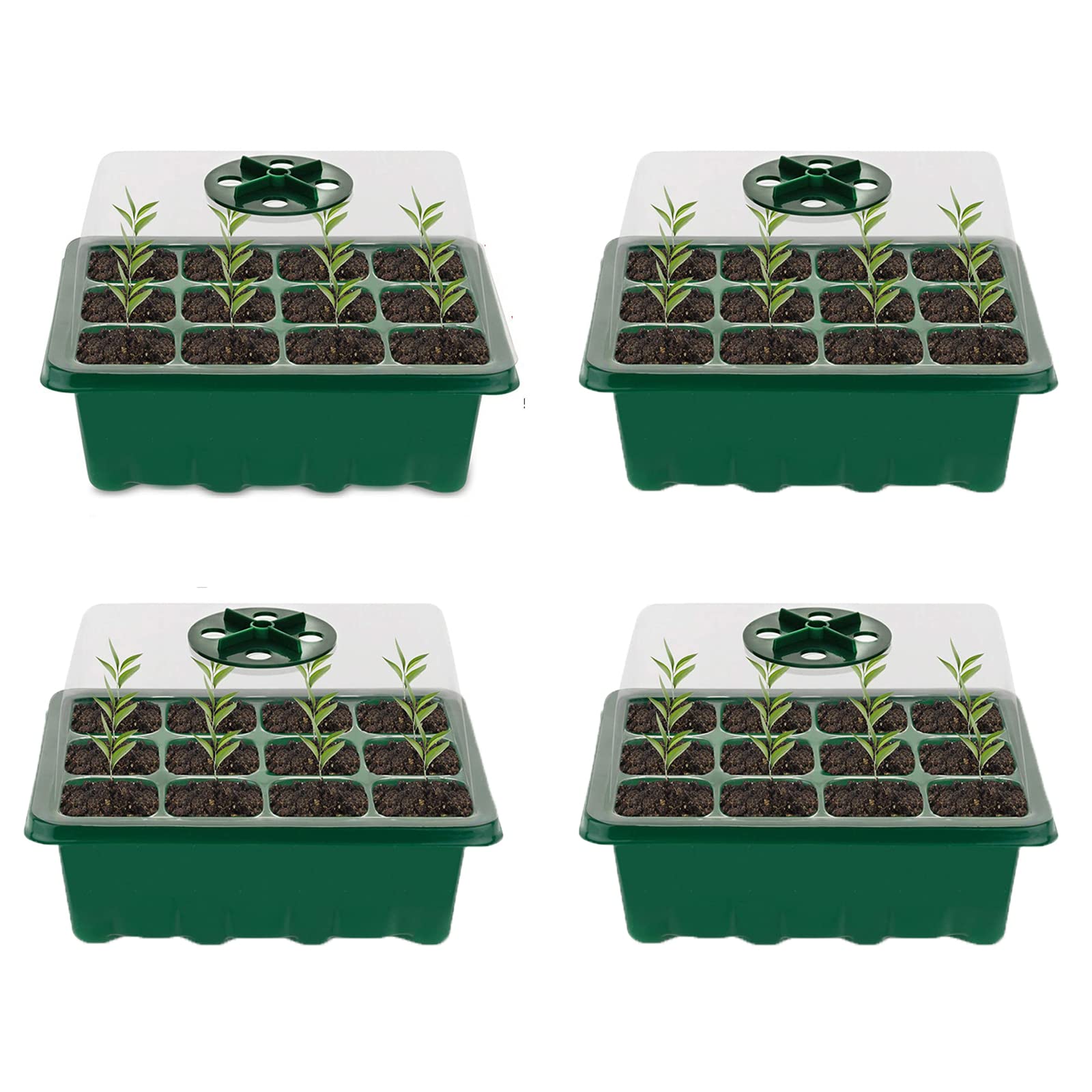 4PCS Vassoio di Germinazione, Vassoi di Avviamento per Piantine,Vassoio Coltivazione Regolabile Scatole di germinazione con Cupola di umidità, Coltivazione in Serra