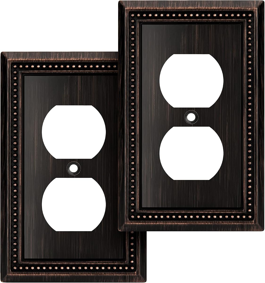 Sunken Pearls - Placa de pared decorativa resistente para interruptor de salida (doble dúplex, 2 unidades, bronce envejecido)