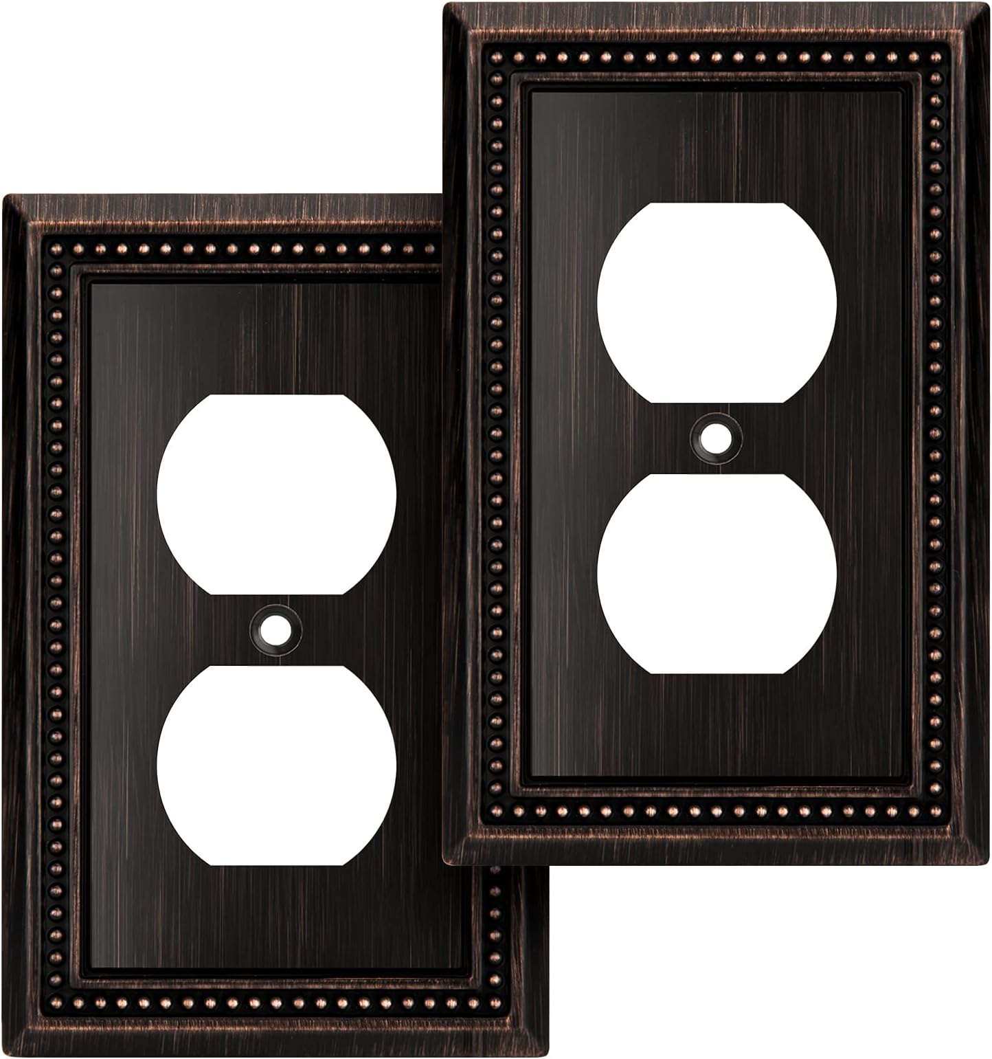 Henne Bery Sunken Pearls Heavy Duty Decorative Wall Plate Switch Plate Outlet Cover (Single Duplex, 2 Pack, Aged Bronze)